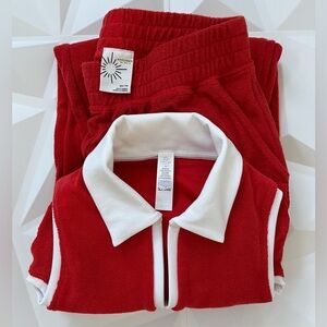 Aerie Offline by Aerie Summer Lights Terry Wide Leg Pant & Crop Top SET Comfy